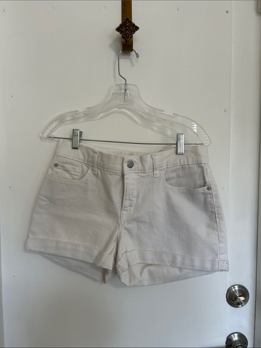 Old Navy White Denim Mid-Rise Jean Shorts